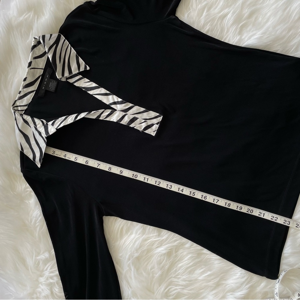 Kiara Collared Blouse Black White Zebra Print Trim Stretch 90s Y2K Size M - Picture 10 of 10